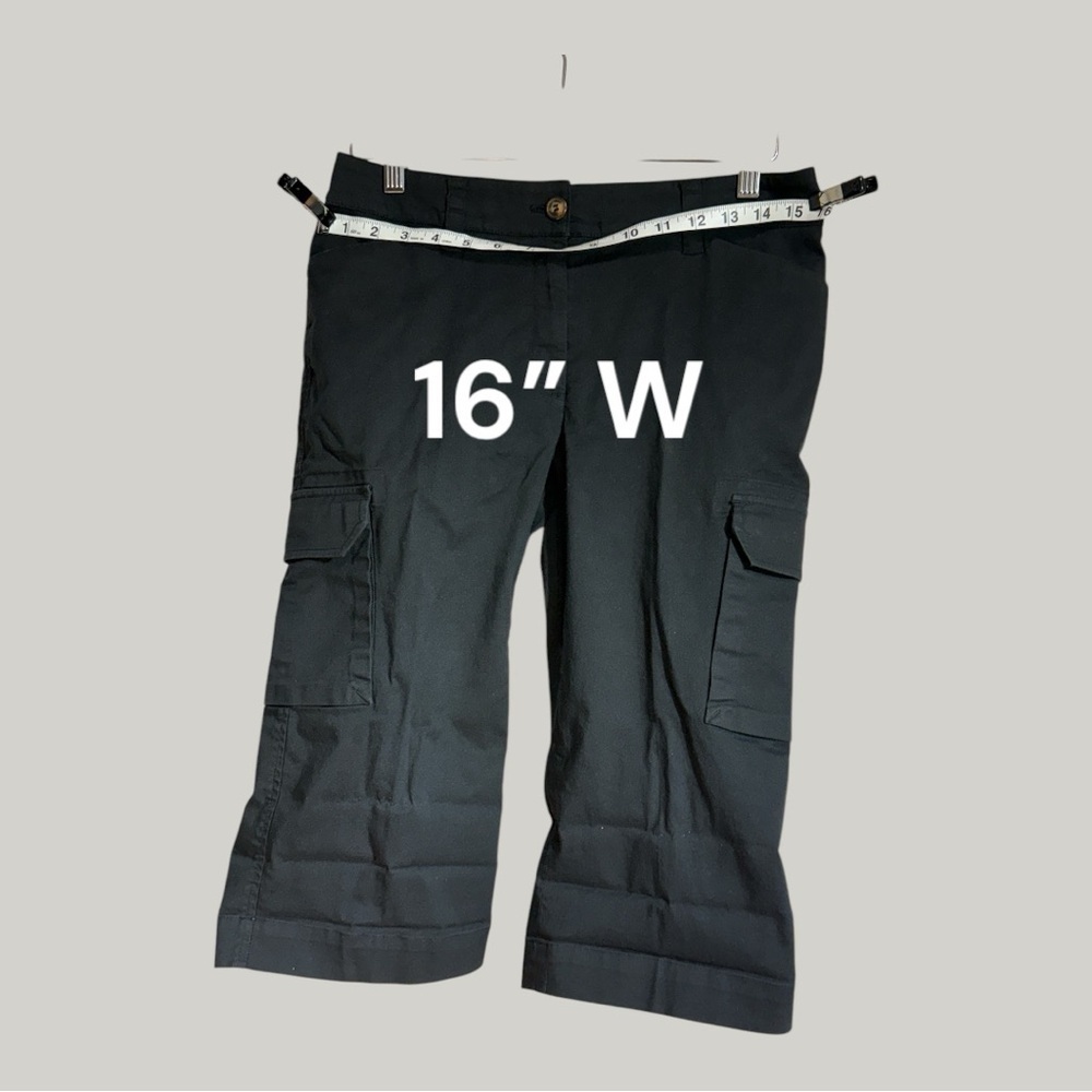 Apostrophe Petite Capri Cropped Black Cargo Pants Size 6P - Picture 3 of 7